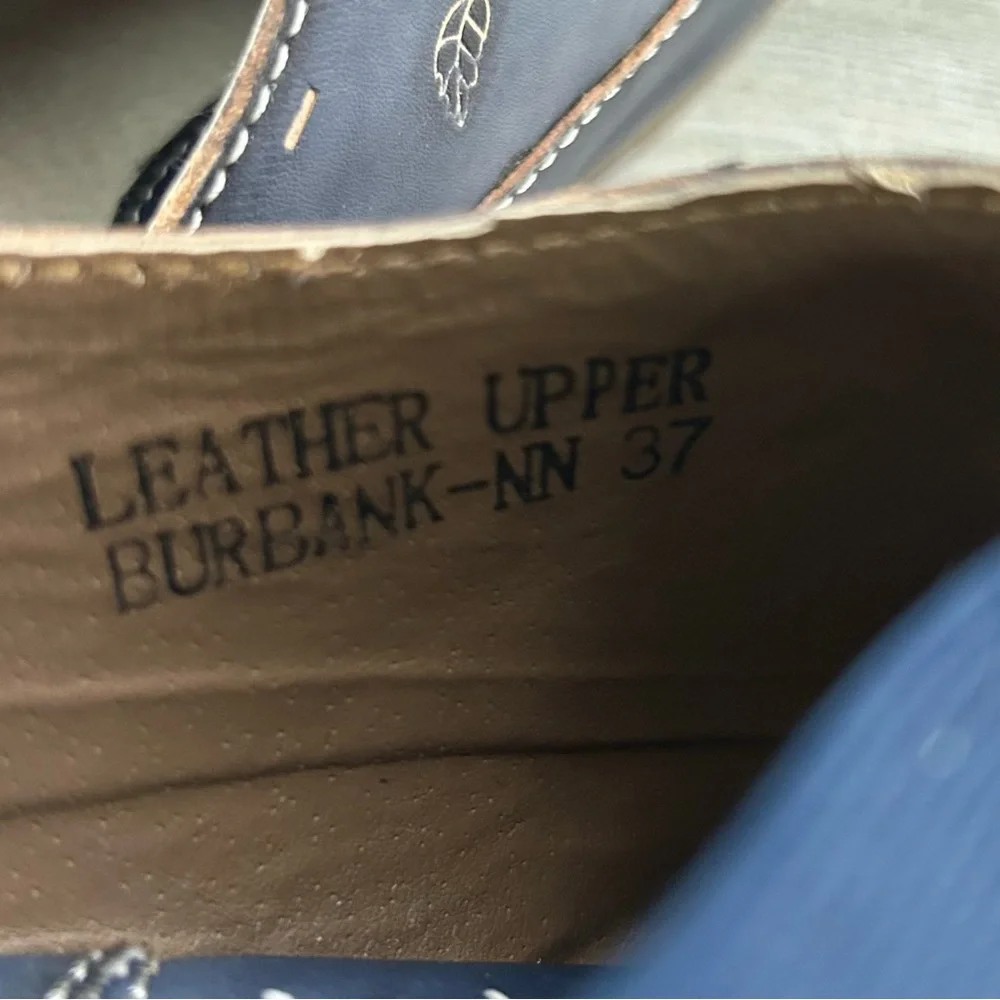 SPRING STEP L’Artiste Burbank Navy Blue Leather Clogs 37 Extra Narrow Width - Picture 9 of 13